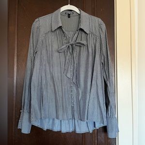 Tie Neck Striped Blouse